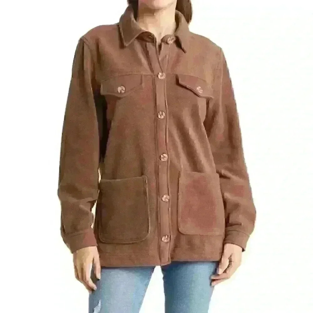 NEW! Blank NYC Women's L Fleece Button Up Shacket